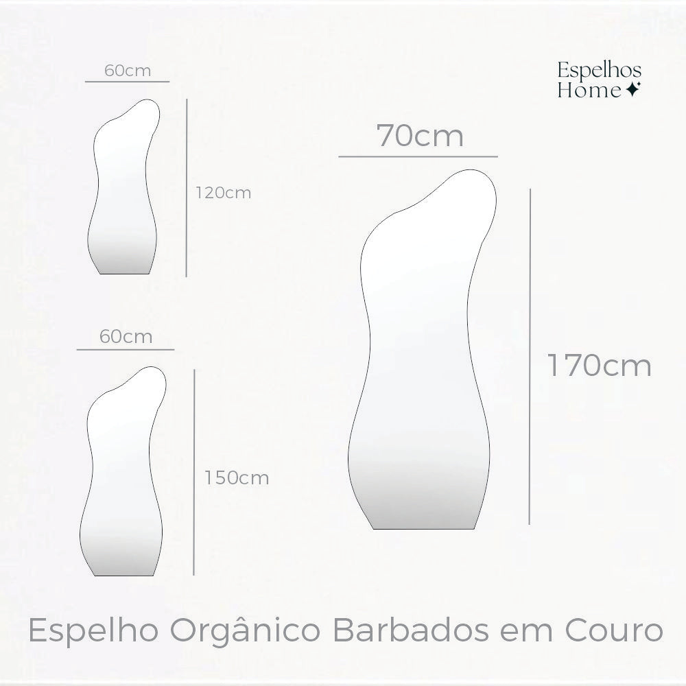 Espelho Orgânico Barbados em Couro