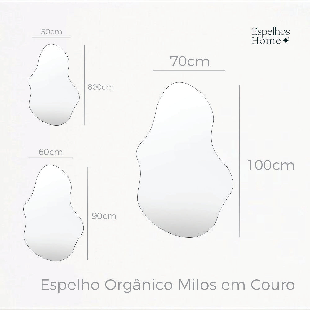 Espelho Orgânico Milos em Couro