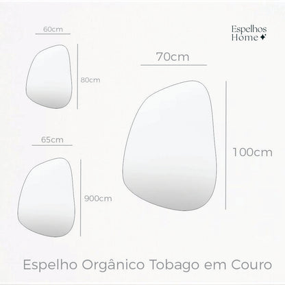 Espelho Orgânico Tobago em Couro